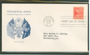 US 827 1938 22c Grover Cleveland (part of the presidential/prexy definitive series) on an addressed first day cover with a Grims