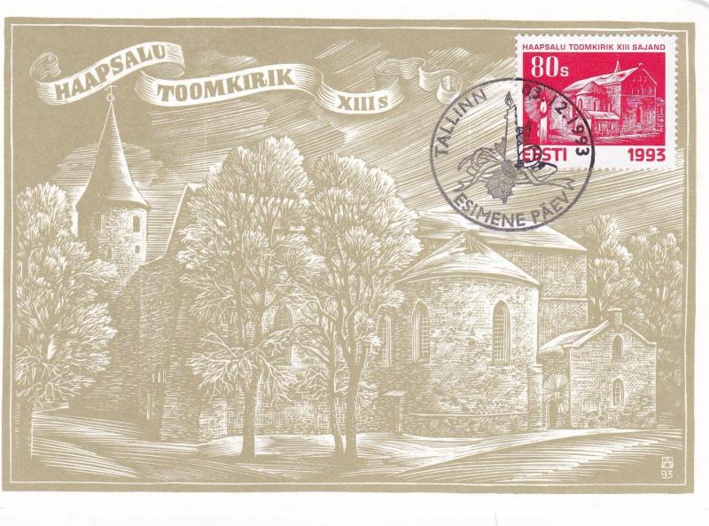 Estonia 1993 Christmas Churches  FDC Postcard Mint