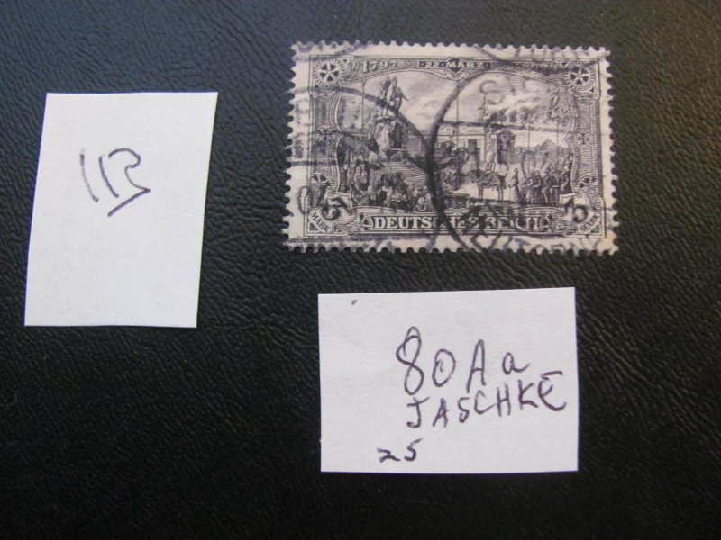 Germany 1902 USED SIGNED JASCHKE MI. 80Aa SC 77 VF/XF 25 EUROS    (113)