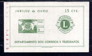 BRAZIL #1047a 1967 LIONS INT'L 50TH/ ANNIV. MINT VF NH O.G IMPERF. S/S aa