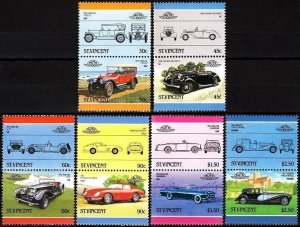 ST. VINCENT 1986 History of CAR. Part 5. Automobile Voiture Coche. 6 Pairs, MNH