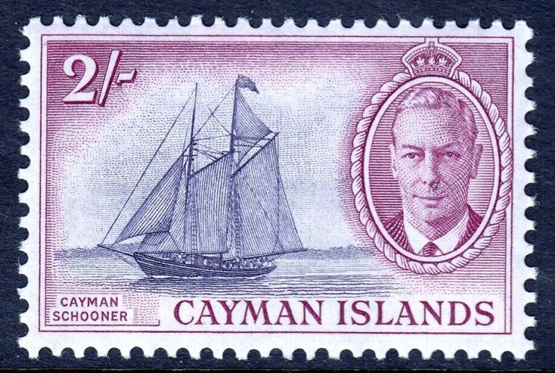 CAYMAN ISLANDS — SCOTT 132 (SG 145) — 1950 2/- KGVI SCHOONER — MH — SCV $11.50