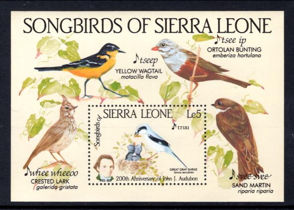 Sierra Leone 675 Birds Souvenir Sheet MNH VF