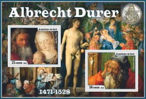 Stamps. Art. Painting Albercht Durer  2022 year Haiti 1+1 sheet perforated