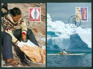 Greenland. 2000. 2 FD. Maximum Card. Cultural Heritage, Kayak. Sc. # 376-77.