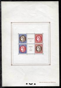 France 329 MNH Original Gum VF 1939 PEXIP Souvenir Sheet