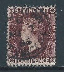 St. Vincent #47 Used 4p Queen Victoria Wmk. 2 - Red Brown