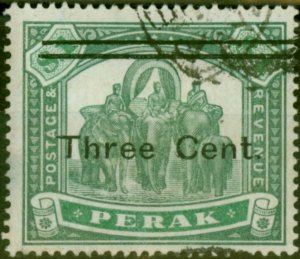 Perak 1900 3c on $1 Green & Pale Green SG86 Fine Used