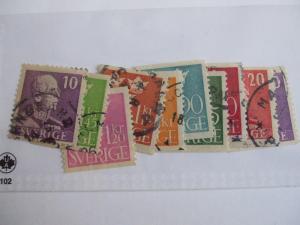 Sweden #280-289 set used