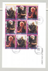 Mongolia #2386 Jerry Garcia, Music 1v M/S of 3 Strips of 3 on FDC