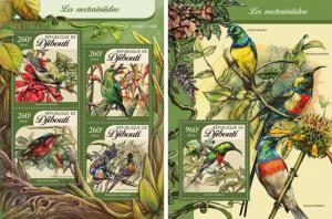 Djibouti Sunbirds Birds Animals Fauna MNH stamp set