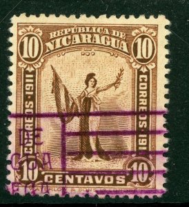 Nicaragua 1912 Liberty 10¢ Red Brown Sc 301 VFU Q432