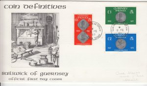 Guernsey Coin Hi' Values 1980 FDC pmk Herm Island