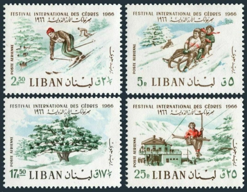 Lebanon C472-C475,hinged.Michel 954-957. Festival of Cedars,1966.Skiing.