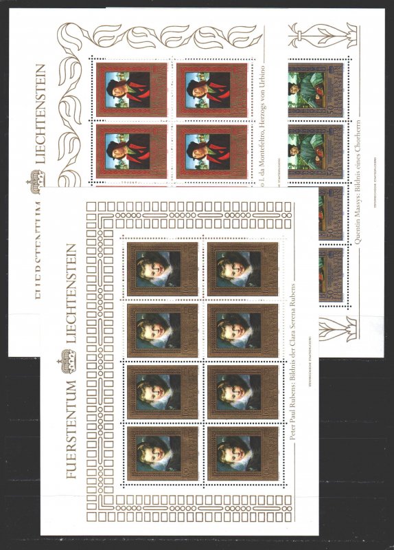 Liechtenstein. 1985. Small sheet 881-83. Portraits of famous people, painting...