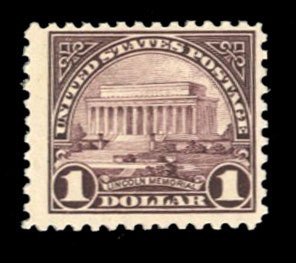 United States, 1910-30 #571 Cat$75, 1922 $1 violet brown, never hinged