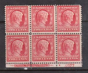 USA #367 NH Mint Plate Block Of Six