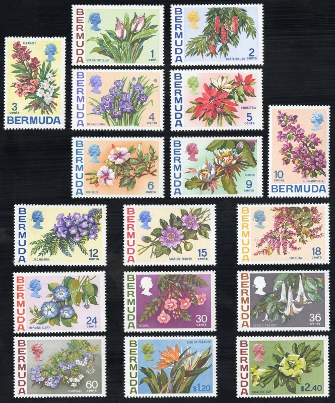Bermuda Stamps # 255-71 MNH XF Flowers Scott Value $55.00