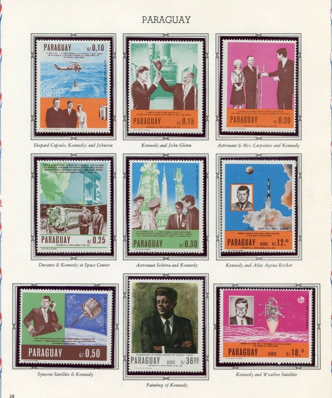 PARAGUAY  JOHN F. KENNEDY MEMORIAL SPACE SET PERF  WITH S/S  MINT NH 