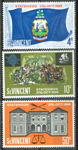 St. Vincent # 276-78 Statehood; flag (4)  Mint NH