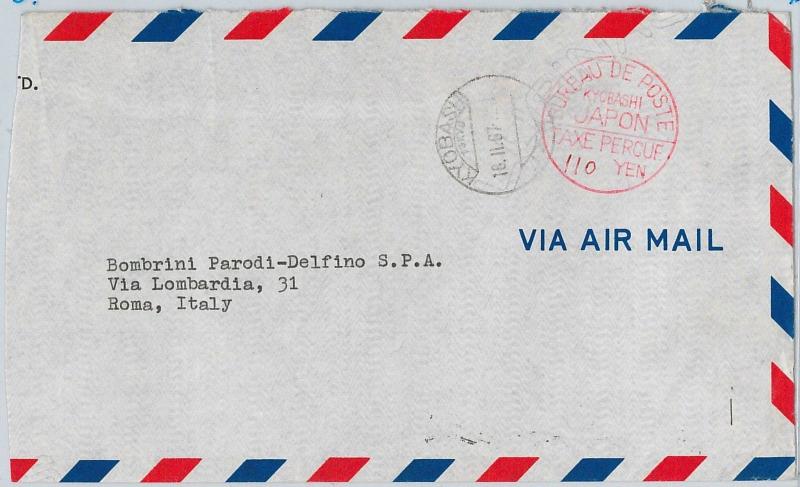 59418 -  JAPAN - POSTAL HISTORY:  COVER to ITALY - TAXE PERCUE 1967 Kobayashi