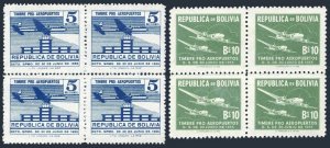 Bolivia RA23-RA24 blocks/4,MNH.Michel Zw 23-24. Tax stamps 1951.Communications.