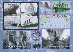 Tonga 2012 SG1645 Titanic perforated sheetlet MNH