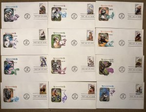 COMPLETE SET OF 50 DIFF WILDLIFE ANIMALS + BIRDS GORGEOUS MULTICOLOR CACHETS