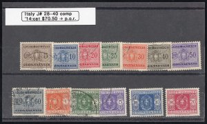 Italy Stamps # J28-40 Used VF Scott Value $70.50