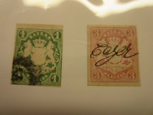 German States BAVARIA Scott 15, 16 USED Lot11 Cat $14.40