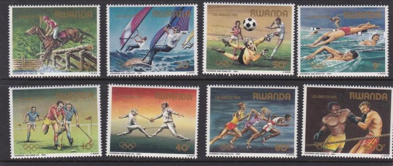 Rwanda # 1191-1198, Los Angeles Olympics, Mint  NH, 1/2 Cat