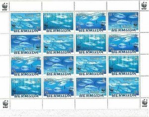 BERMUDA - STAMPS - 2004 WWF - FISH - FULL SHEET of 4 sets-