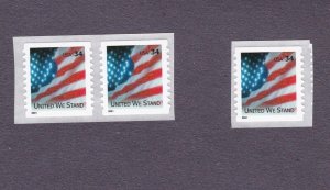 Triple 34c Flag (UWS) SA US 3550A Spaces MNH F-VF Pair and Single