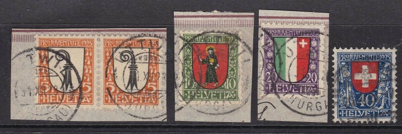 SWITZERLAND  ^^^^1923  sc# B25-B28  used SEMIS POSTALS set $80.25@lar3825swiss