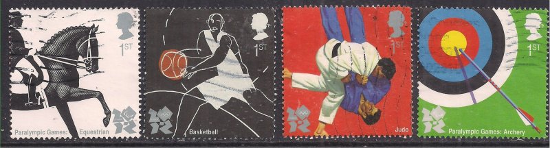 GB 2009 QE2 1st x 4 Olympics & Paralympics used SG 2982-86-87-90 ( G673 )