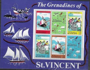 Grenadines of St.Vincent  #329a Fishing S/S (MNH) CV 11.00