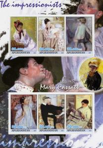 Afghanistan 2001 MARY CASSATT Paintings Sheet Perforated Mint (NH)