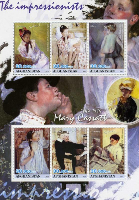 AFGHANISTAN 2001 Mary Cassatt Paintings Sheet Perforated mnh.vf