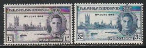 1946 Falkland Islands - Sc 1L9-1L10 - MH VF - 2 single - Peace Issue