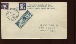MAR 1 1928 LINDBERGH AIRMAIL NATL EDUCATION DAY COVER BOSTON TO DETROIT