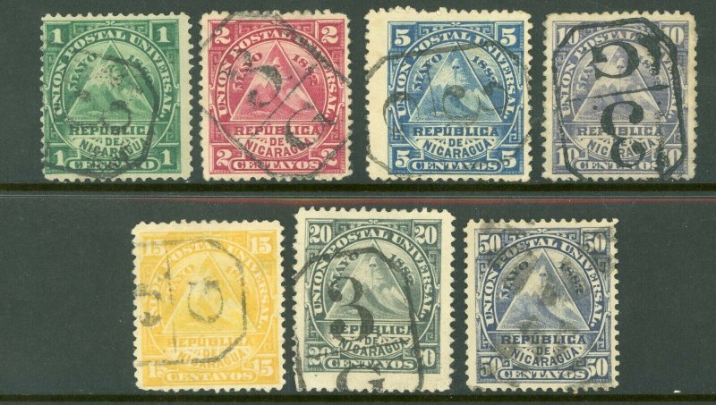 Nicaragua 1882 ABNC 1¢-50¢ SET w/ 3 (Granada) Cancels Z402