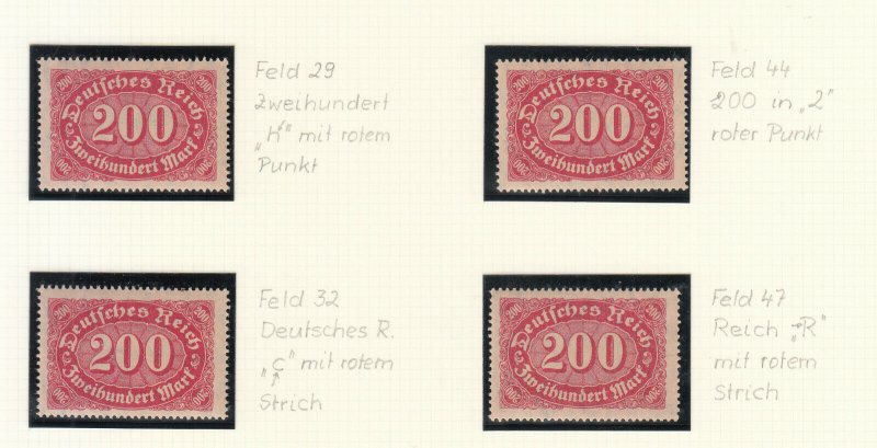 Germany - 1922 Oval 200M (Wmk.1) specialized collection of varieties Mi# 220 