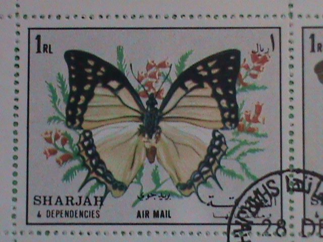 SHARJAH STAMPS: 1972 BEAUTIFUL COLORFUL LOVELY BUTTERFLY CTO STAMP