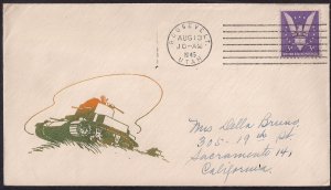 3c #905 WIN THE WAR ISSUE cnl Roosevelt Utah Aug 13 1943 on Patriotic Cover