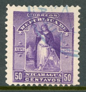 Nicaragua 1894 Seebeck 50¢ Victory Scott #66 VFU Z375 ⭐