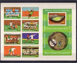 Equatorial Guinea 1977 Real Madrid 75th.Anniversary Sheetlet(8+1) Imperforated