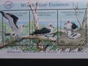 CHRISTMAS ISLAND-1990 SC# 274-WORLD STAMP EXHIBITION-LOVELY BIRDS-MNH- S/S VF