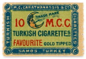 (I.B) Turkey Cinderella : Carathanassis Turkish Cigarettes (Samos)