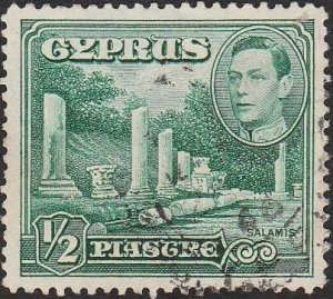 Cyprus 1938 Sc#144, SG#152 1/2 piastre Columns at Salamis USED-Fine-Hinged.