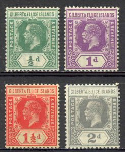 Gilbert & Ellice Islands Sc# 27-30 MH 1921-1927 1/2p-2p King George V